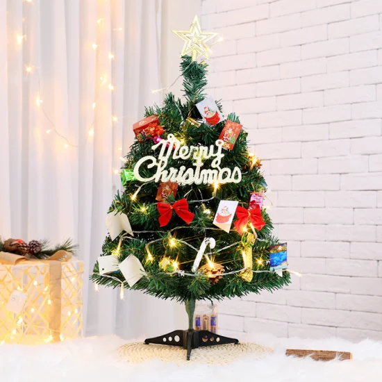 Atacado enfeites de mesa decorativos para casa em PVC nevando pequena árvore de Natal decoração de Natal